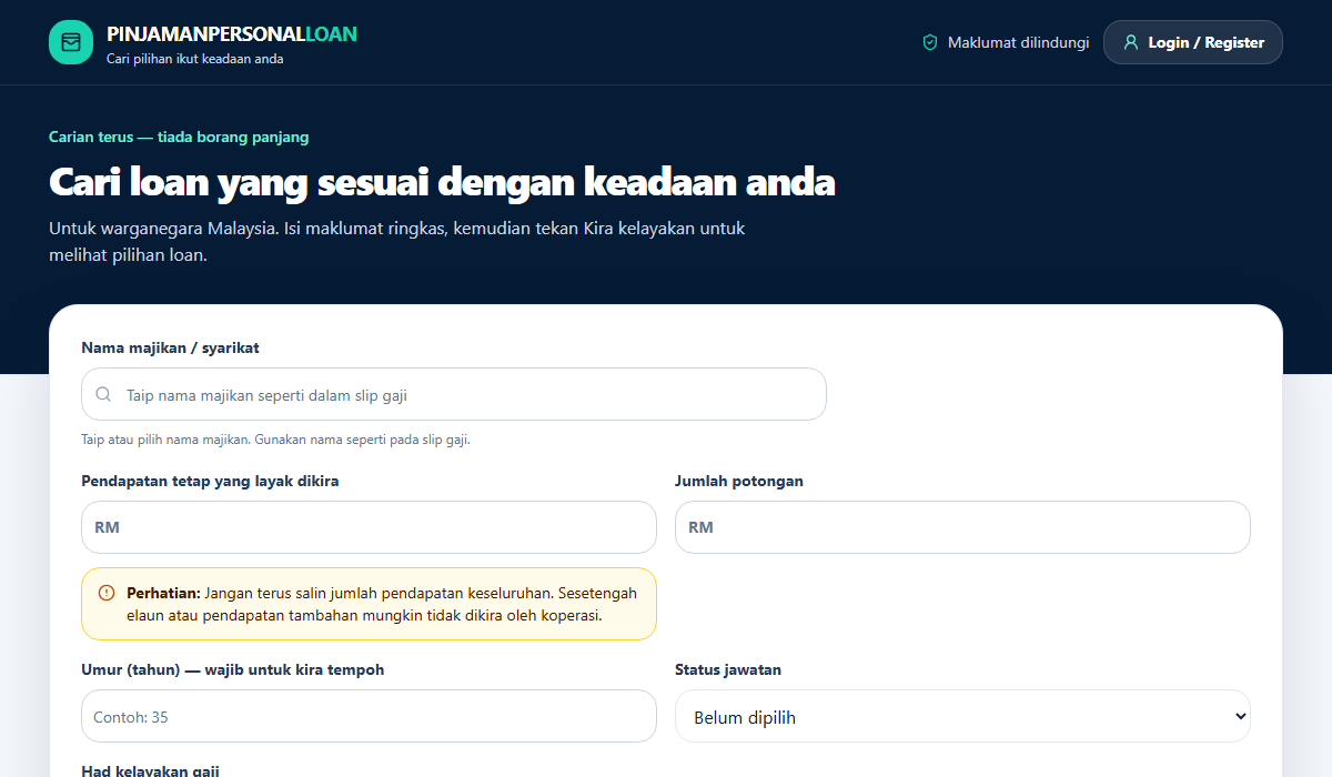 Pratonton website Pinjaman Personal Loan